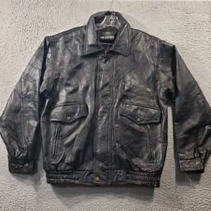 LeWorld Fine Leather Jacket Men's Medium Black Motorcycle Distressed Bomber